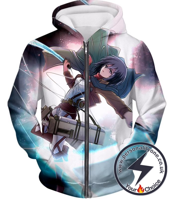 Attack on Titan Super Cool Soldier Mikasa Ackerman Zip Up Hoodie